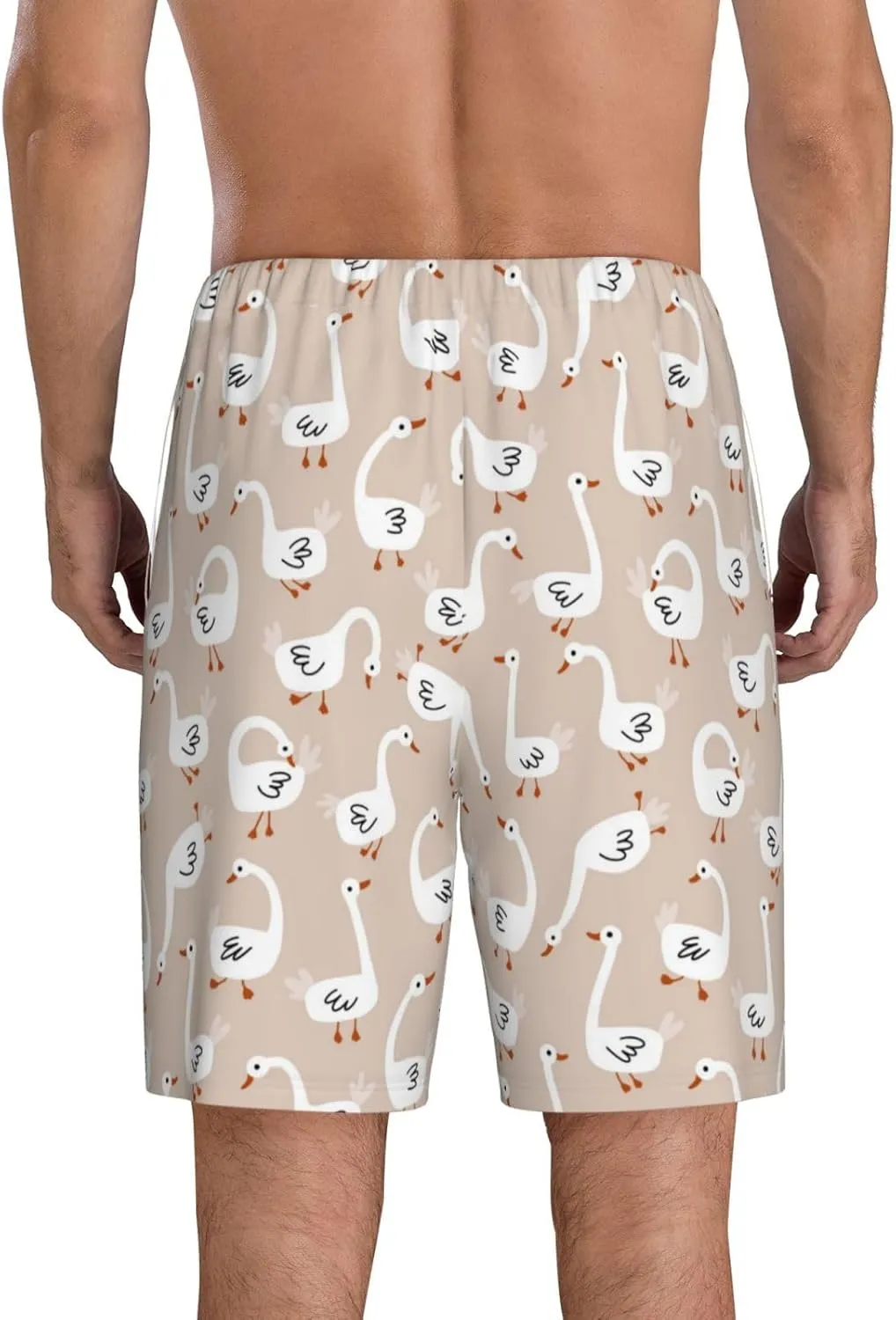 Mens Pajama Pants - White Goose Comfy Sleep Shorts Mens Pajama Shorts, Mens Lounge Shorts Pj Pants