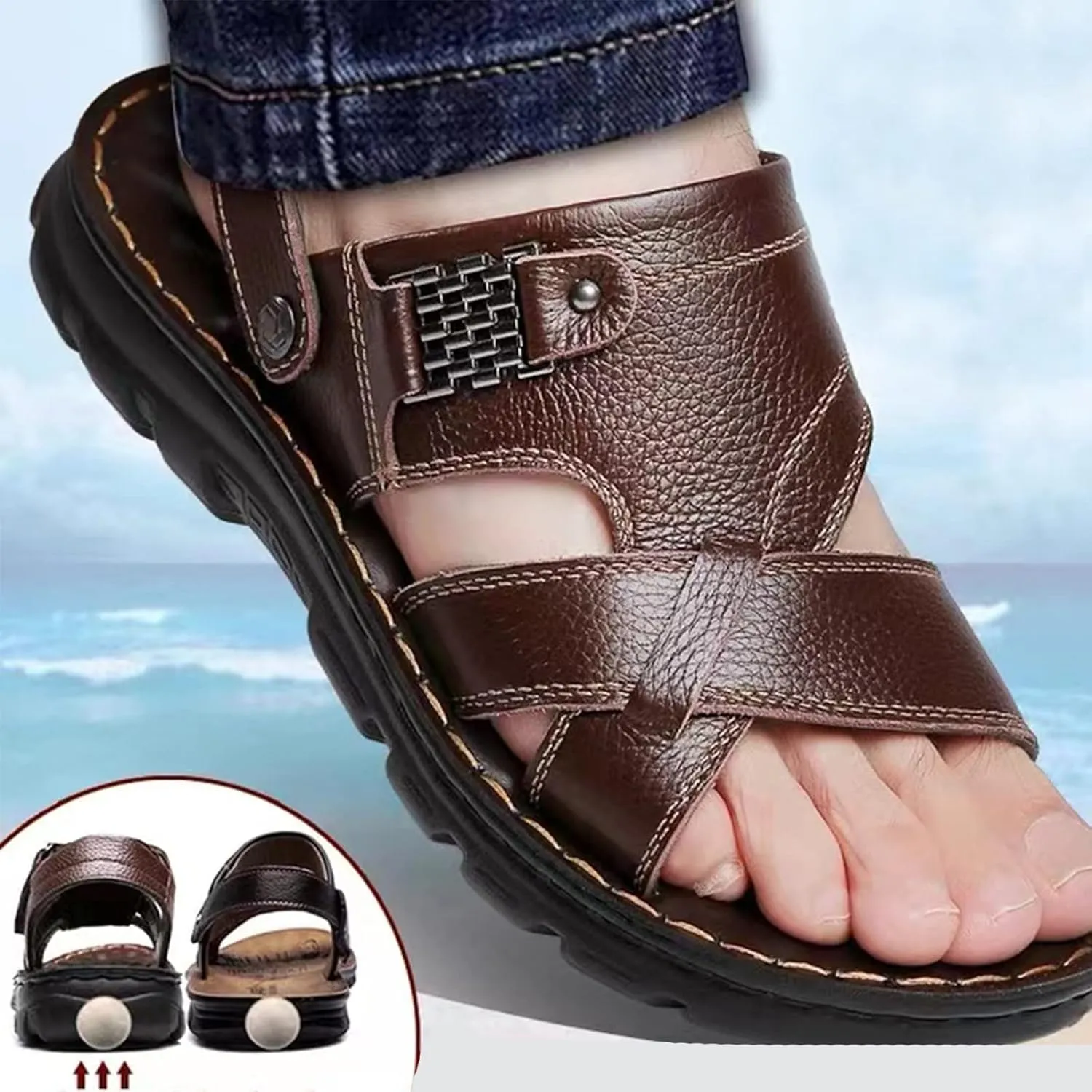 Mens Sandals Size Leather Men Sandals Athletic Summer Beach Slipper Slides Shoes Outdoor Hiking Thong Sandal Mens Socks