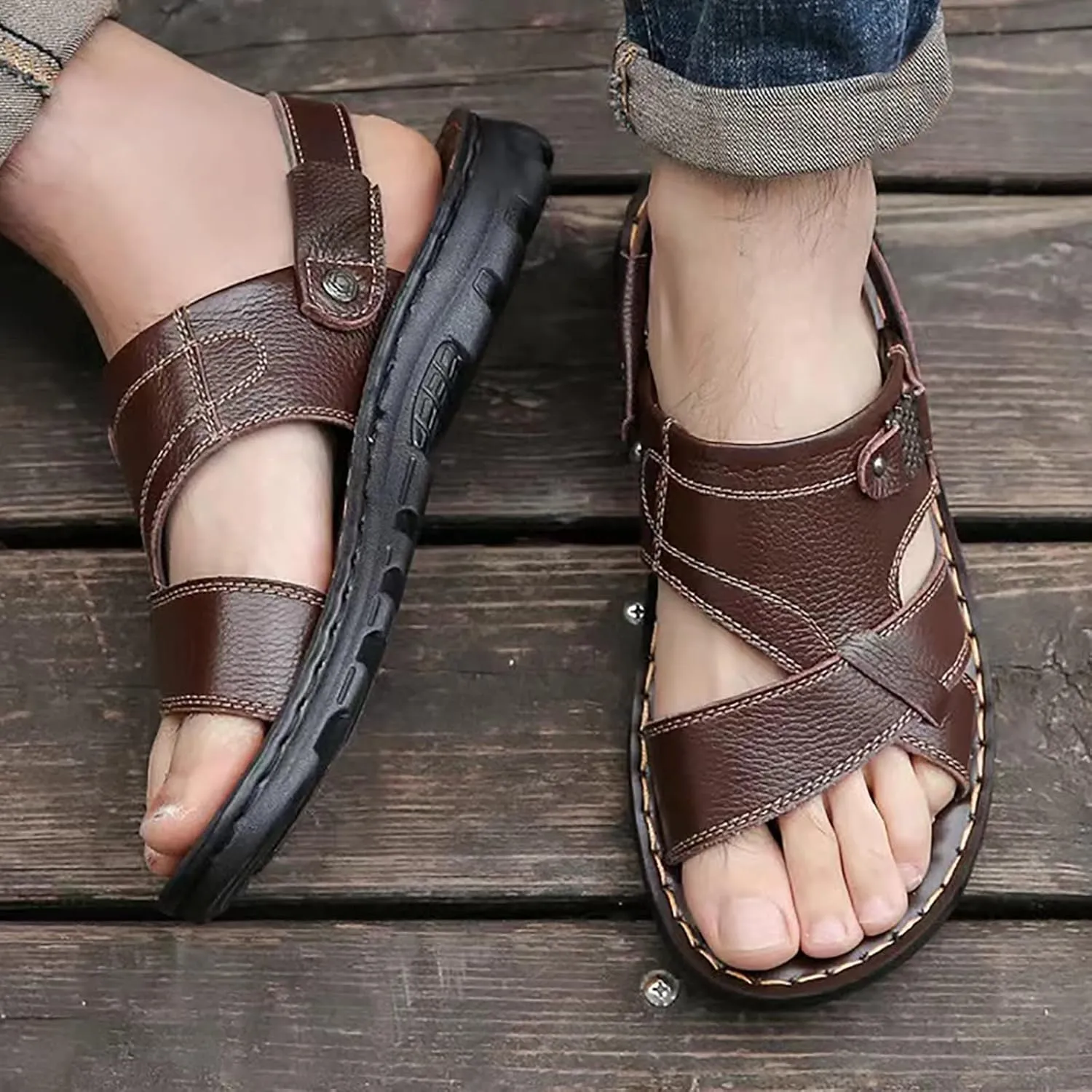 Mens Sandals Size Leather Men Sandals Athletic Summer Beach Slipper Slides Shoes Outdoor Hiking Thong Sandal Mens Socks