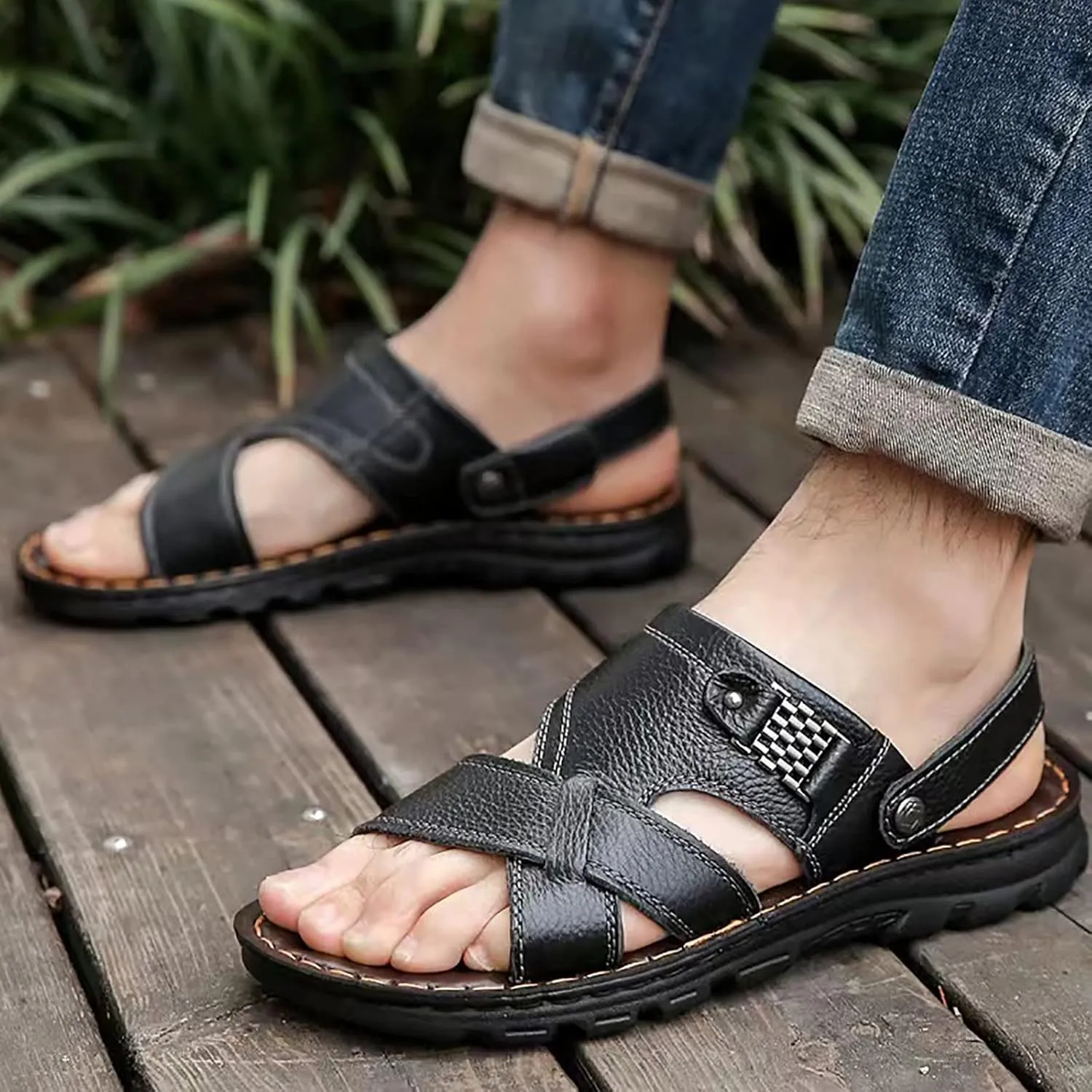 Mens Sandals Size Leather Men Sandals Athletic Summer Beach Slipper Slides Shoes Outdoor Hiking Thong Sandal Mens Socks