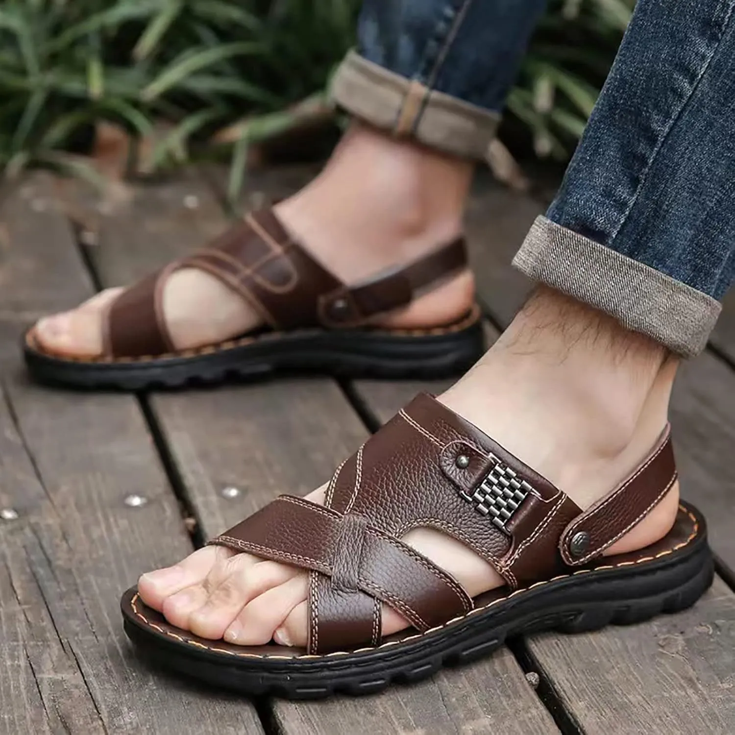 Mens Sandals Size Leather Men Sandals Athletic Summer Beach Slipper Slides Shoes Outdoor Hiking Thong Sandal Mens Socks
