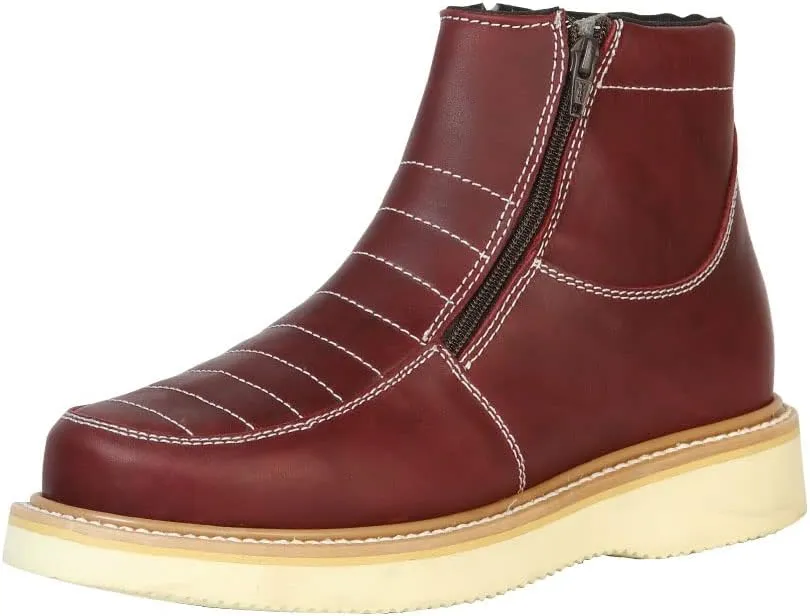 Mens Short Ankle Western Work Cowboy Boots, Mens Leather Soft Toe Work Boot, Botin de trabajo leather