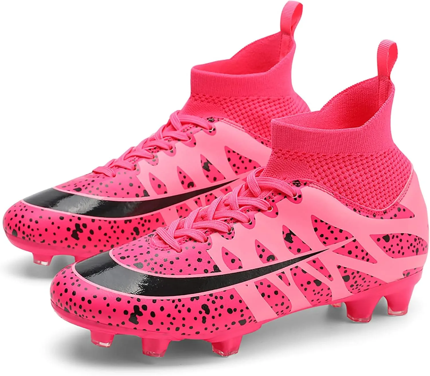 Mens Soccer Cleats Professional High-top Spikes Soccer Shoes Kids Anti-Slip Football Boots Outdoor Indoor Turf Training Football Shoes