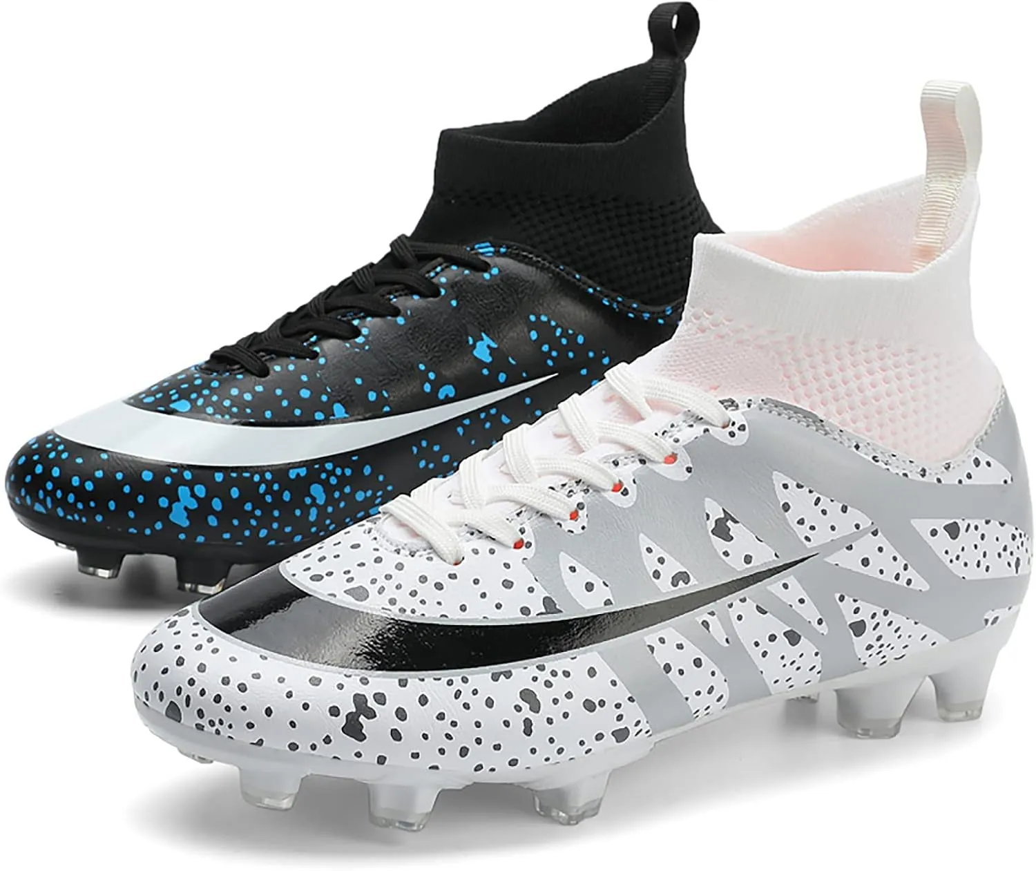 Mens Soccer Cleats Professional High-top Spikes Soccer Shoes Kids Anti-Slip Football Boots Outdoor Indoor Turf Training Football Shoes