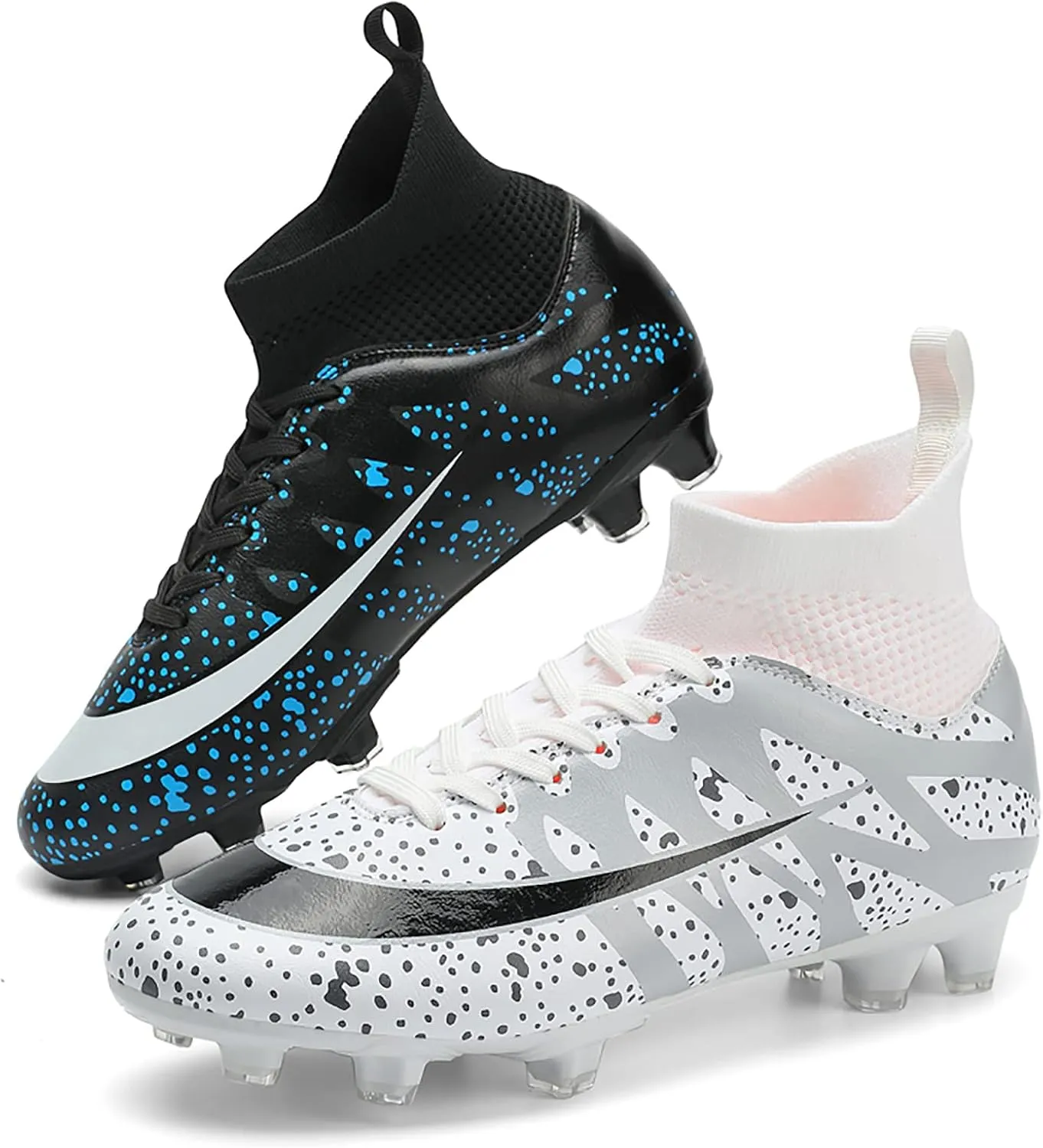 Mens Soccer Cleats Professional High-top Spikes Soccer Shoes Kids Anti-Slip Football Boots Outdoor Indoor Turf Training Football Shoes