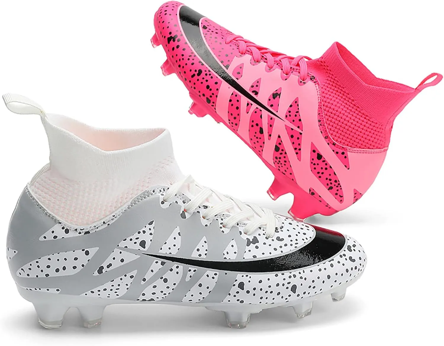 Mens Soccer Cleats Professional High-top Spikes Soccer Shoes Kids Anti-Slip Football Boots Outdoor Indoor Turf Training Football Shoes