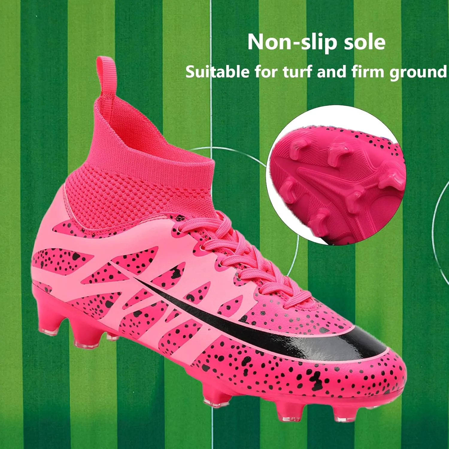 Mens Soccer Cleats Professional High-top Spikes Soccer Shoes Kids Anti-Slip Football Boots Outdoor Indoor Turf Training Football Shoes