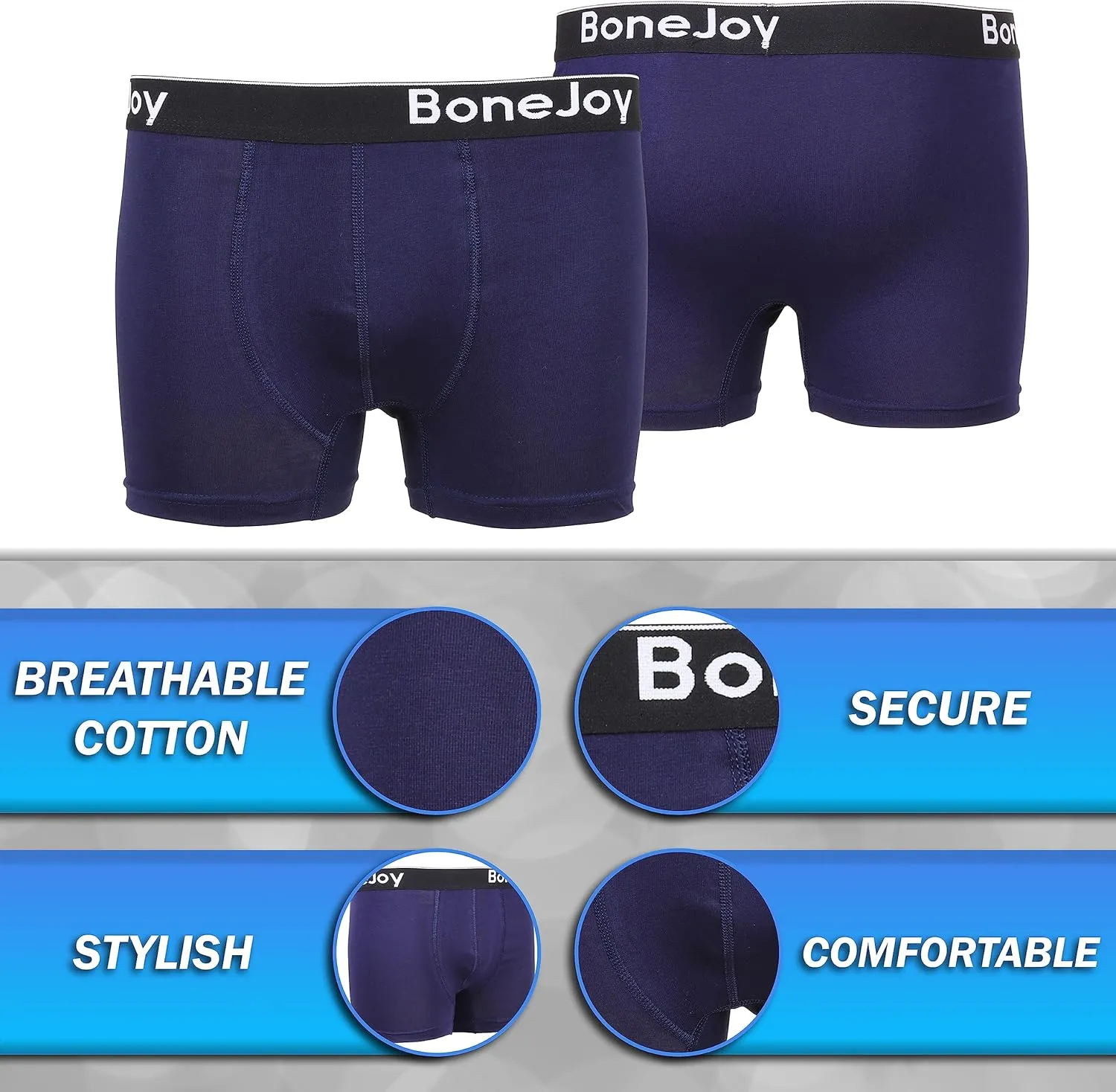 Mens Underwear - Mens Boxer Briefs, Breathable Cotton Boxer Briefs - Mens Boxer Briefs Underwear Pack of 3