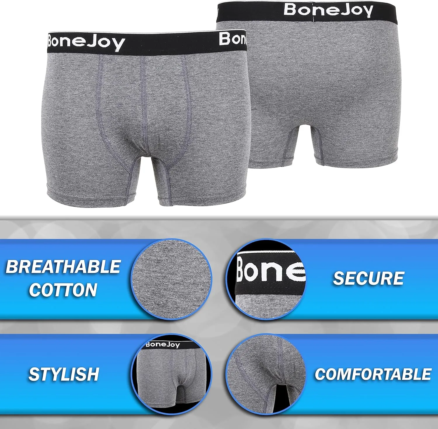 Mens Underwear - Mens Boxer Briefs, Breathable Cotton Boxer Briefs - Mens Boxer Briefs Underwear Pack of 3