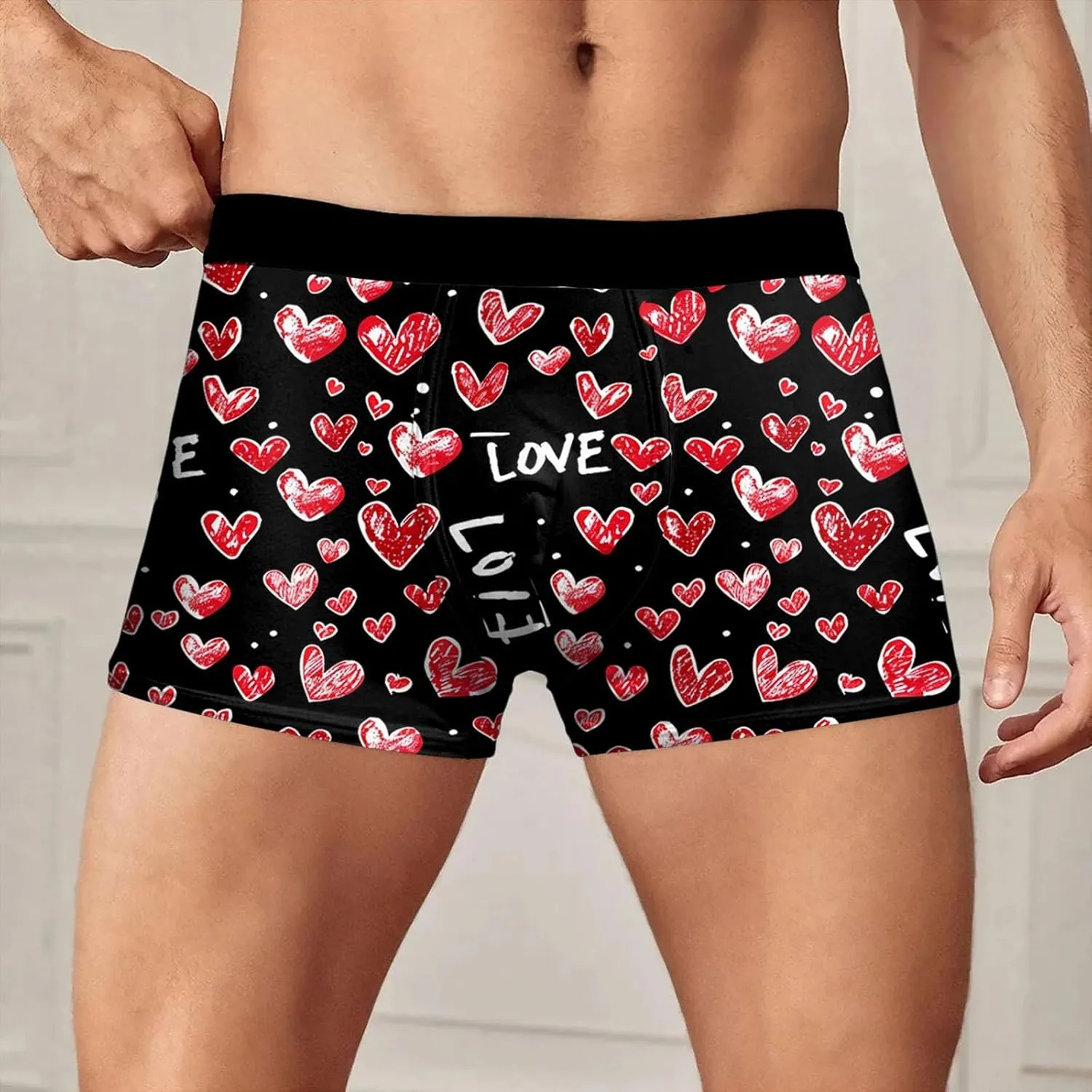 Mens Underwear Print Breathable Boxer Briefs Valentines Day Underwear Mens Novelty Funny Boxer Briefs Underwear