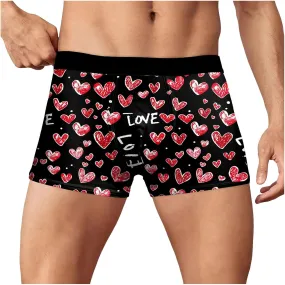 Mens Underwear Print Breathable Boxer Briefs Valentines Day Underwear Mens Novelty Funny Boxer Briefs Underwear