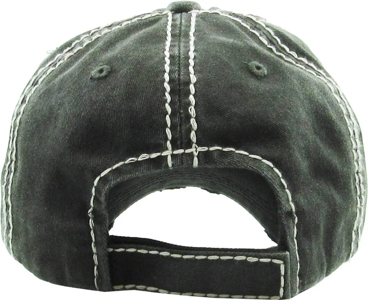MIRMARU Women’s Baseball Cap Distressed Vintage Unconstructed Washed Cotton Embroidered Adjustable Hat
