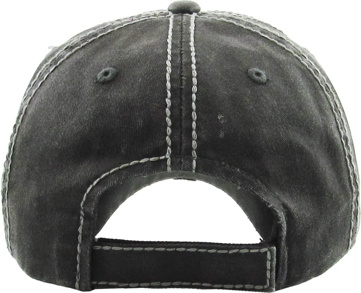 MIRMARU Women’s Baseball Cap Distressed Vintage Unconstructed Washed Cotton Embroidered Adjustable Hat