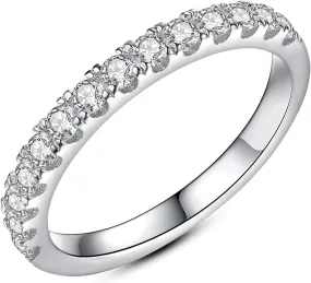 Moissanite Engagement Ring for Women Solitaire Rings with 18K White Gold Plated D Dolor Sterling Silver Engagement Ring for Women Fake Engagement Ring Promise Rings for Her