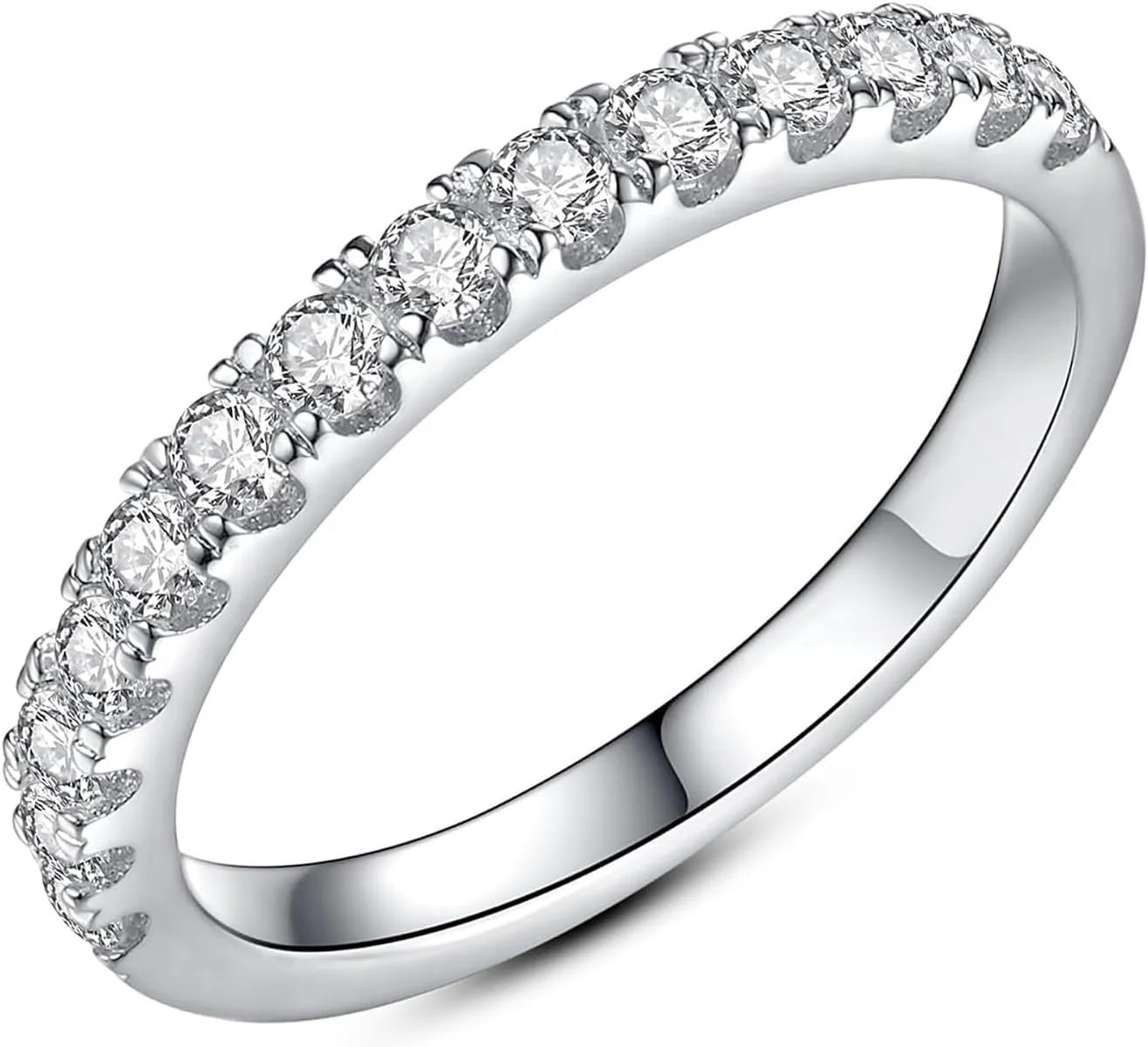 Moissanite Engagement Ring for Women Solitaire Rings with 18K White Gold Plated D Dolor Sterling Silver Engagement Ring for Women Fake Engagement Ring Promise Rings for Her
