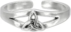 Moonlight Mysteries Sterling Silver Celtic Knot Triquetra Toe Ring - Adjustable Celtic Trinity Pinky Ring for Women
