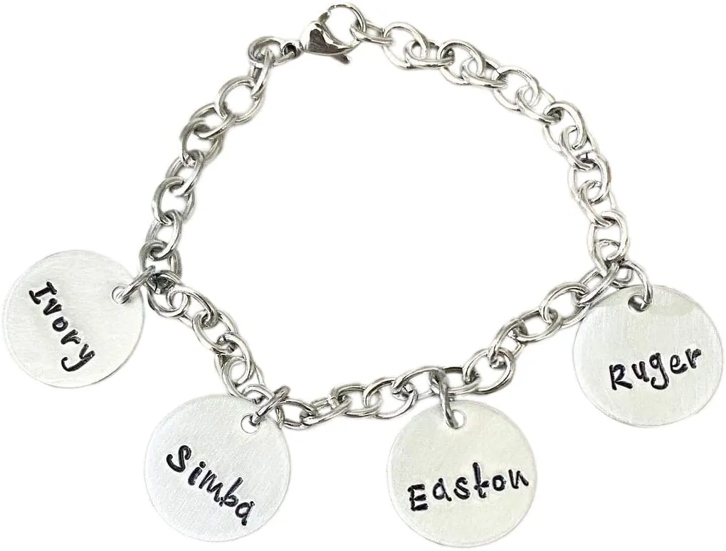 Mother Charm Bracelet Grandma Charm Bracelet Grandchildren Name Bracelet Handstamped Bracelet Personalized Bracelet Handstamped Jewelry