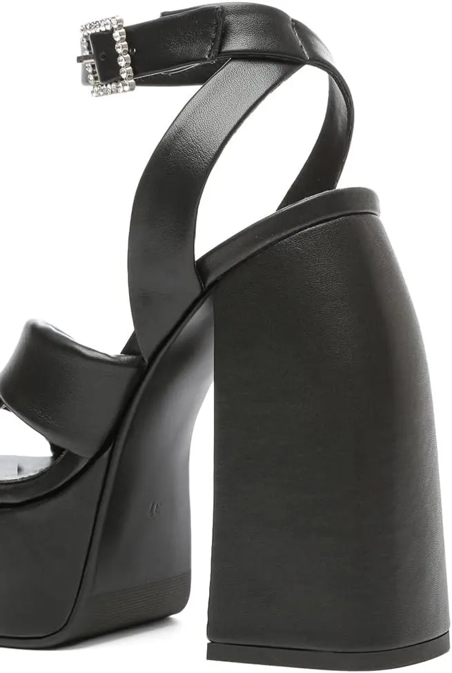 MRKEWUNEY Womens Platform High Heels Sandals Chunky Heels Square Toe