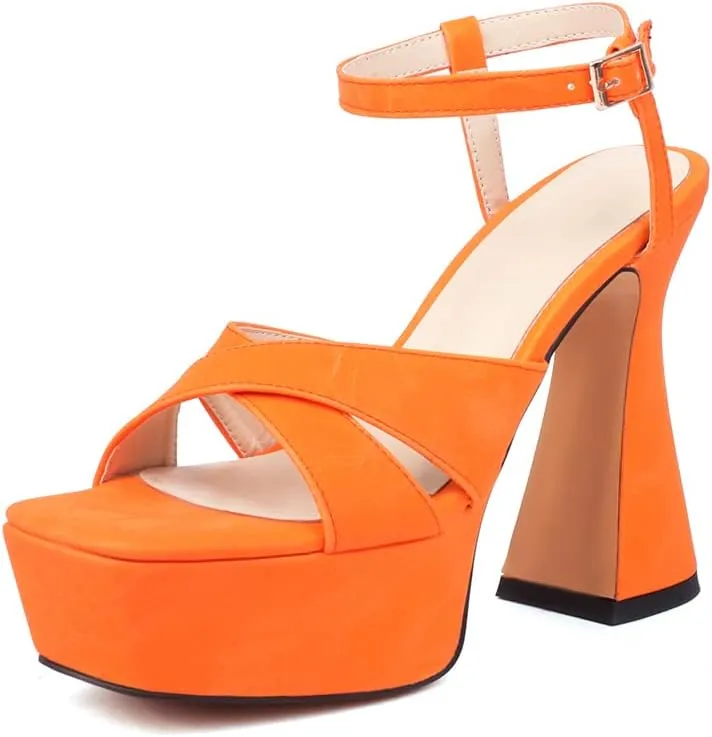 MRKEWUNEY Womens Platform High Heels Sandals Chunky Heels