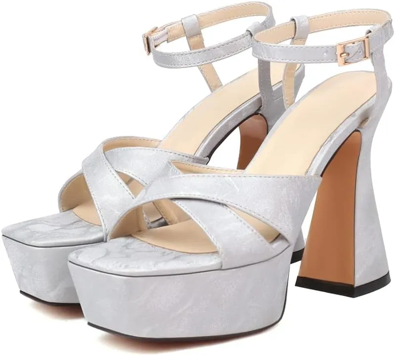 MRKEWUNEY Womens Platform High Heels Sandals Chunky Heels