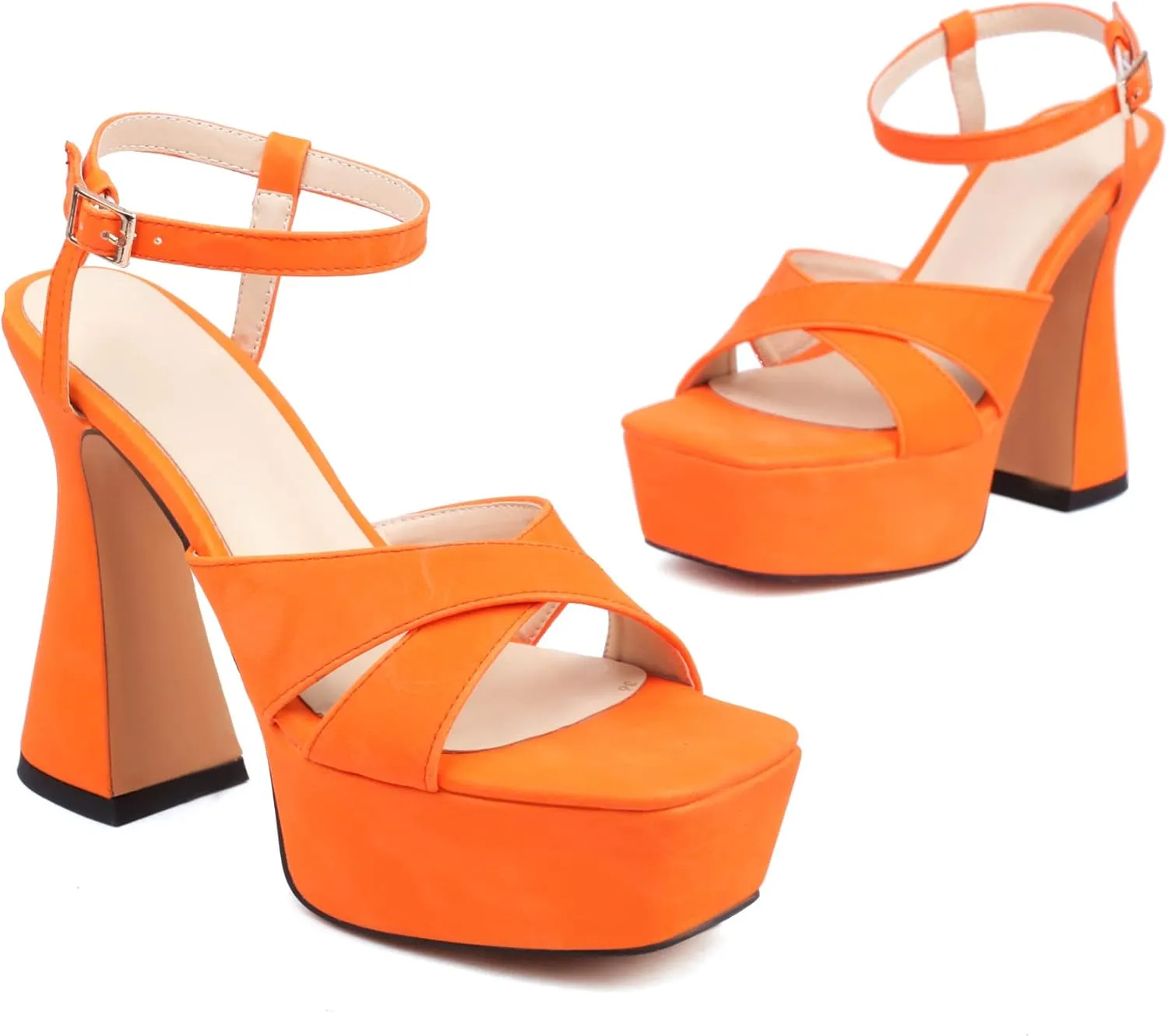 MRKEWUNEY Womens Platform High Heels Sandals Chunky Heels