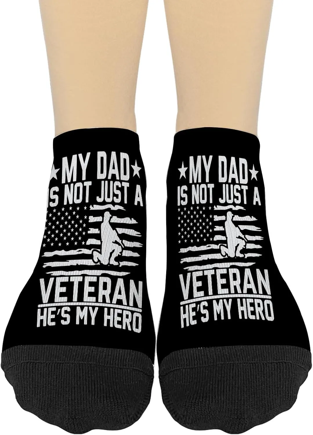 My Dad Is Not Justt A Veterann He's My Heroo No Show Socks Womens Veteran Low Cut For Womens Sock No Show Athletic Socks Funny Socks