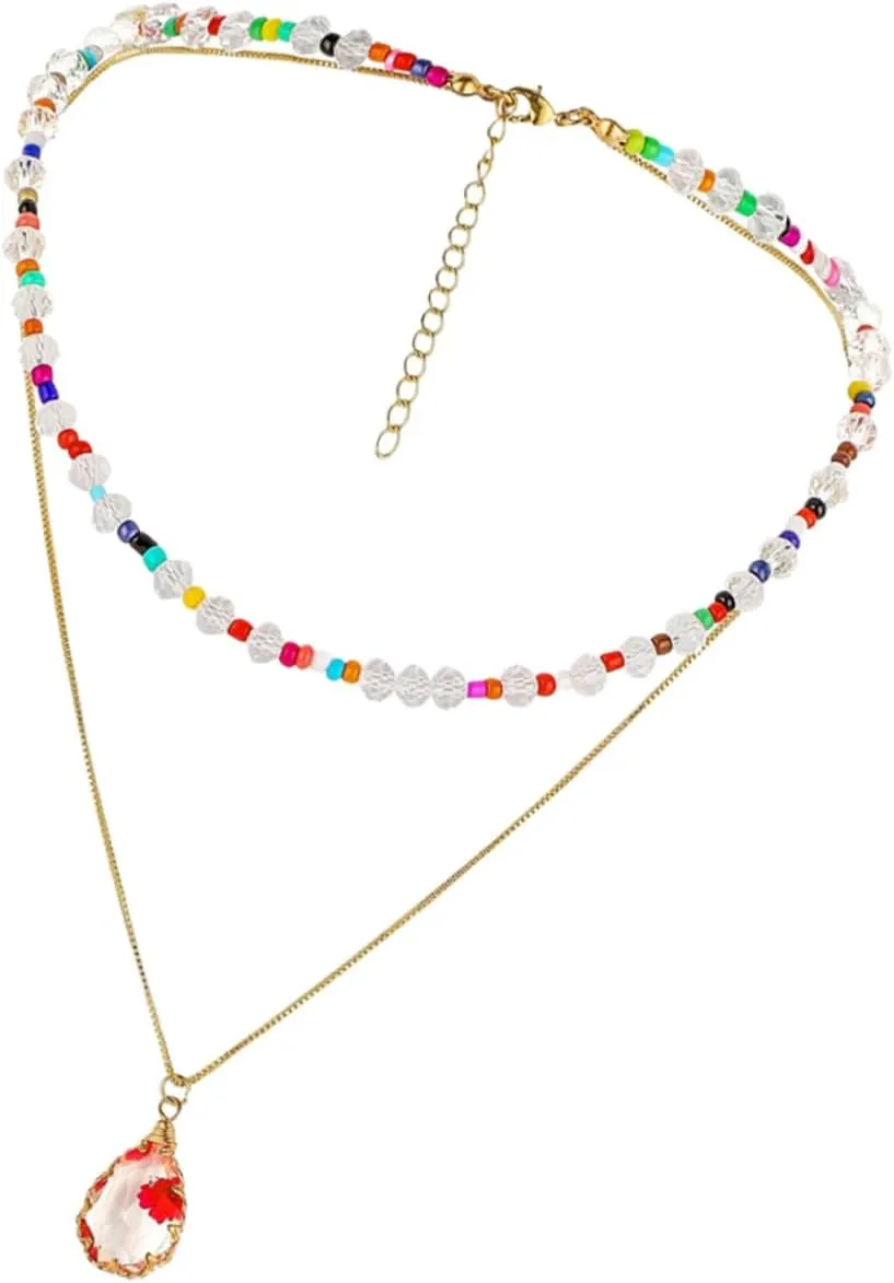 Necklaces for Women Women's Necklace Double-layered Stackable Necklace Bead Neck Chain Gold Color 1pc