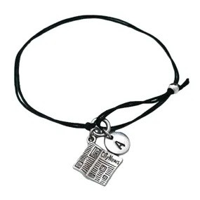 Newspaper cord bracelet, newspaper charm bracelet, adjustable bracelet, charm bracelet, personalized bracelet, initial, monogram