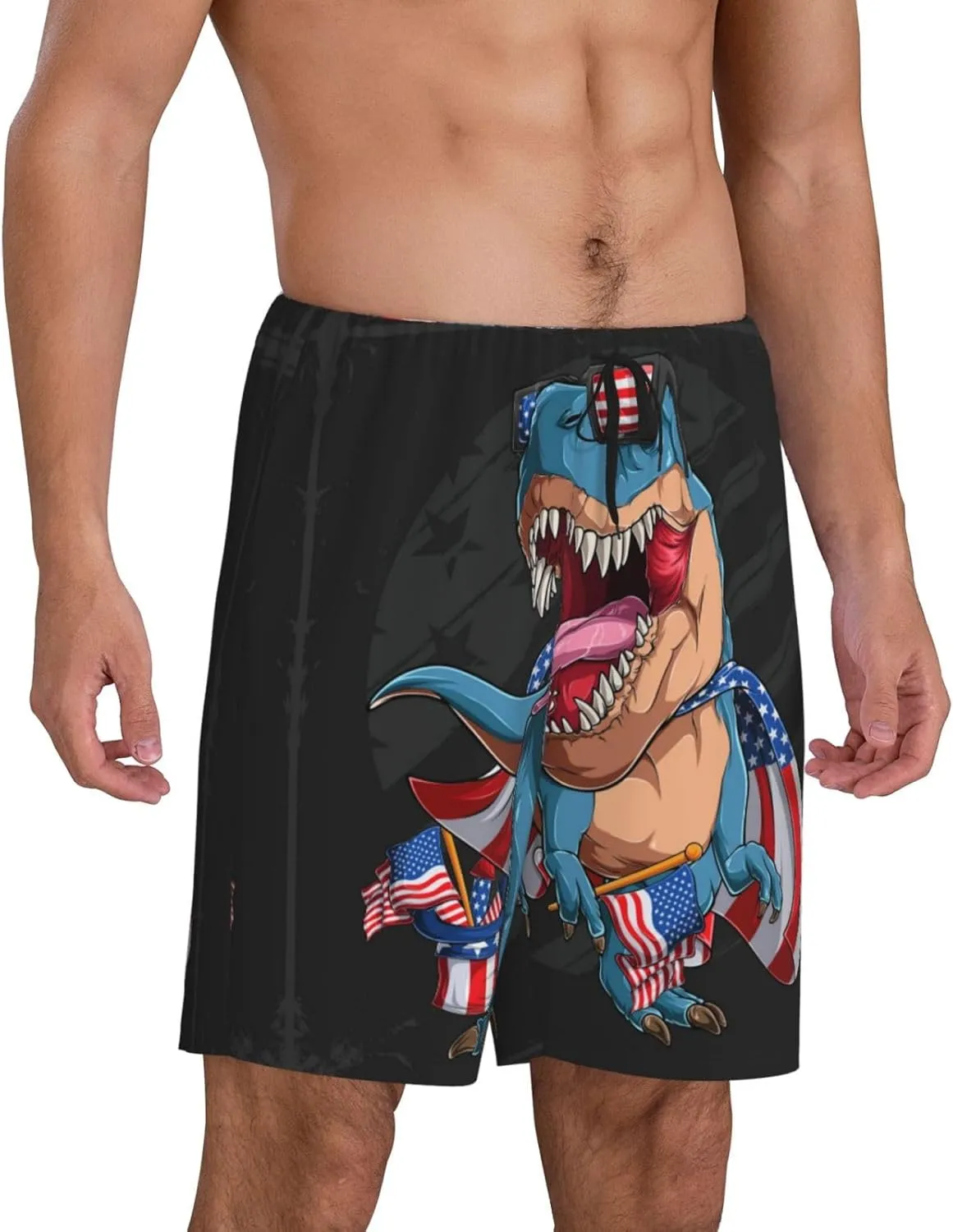 Novastar Mens Pajama Pants - Blue Dinosaur Sleep Comfy Shorts Mens Pajama Shorts, Pj Pants for Mens Lounge Shorts