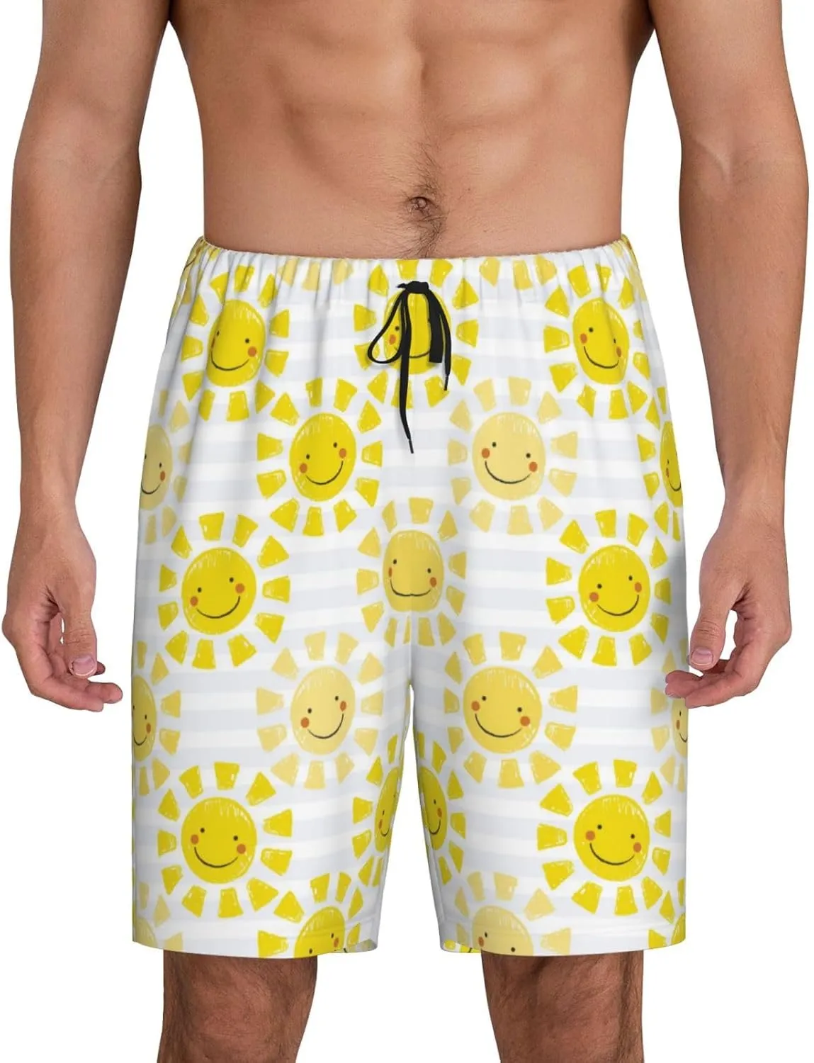 Novastar Mens Pajama Pants - Yellow Sun Sleep Comfy Shorts Mens Pajama Shorts, Pj Pants for Mens Lounge Shorts