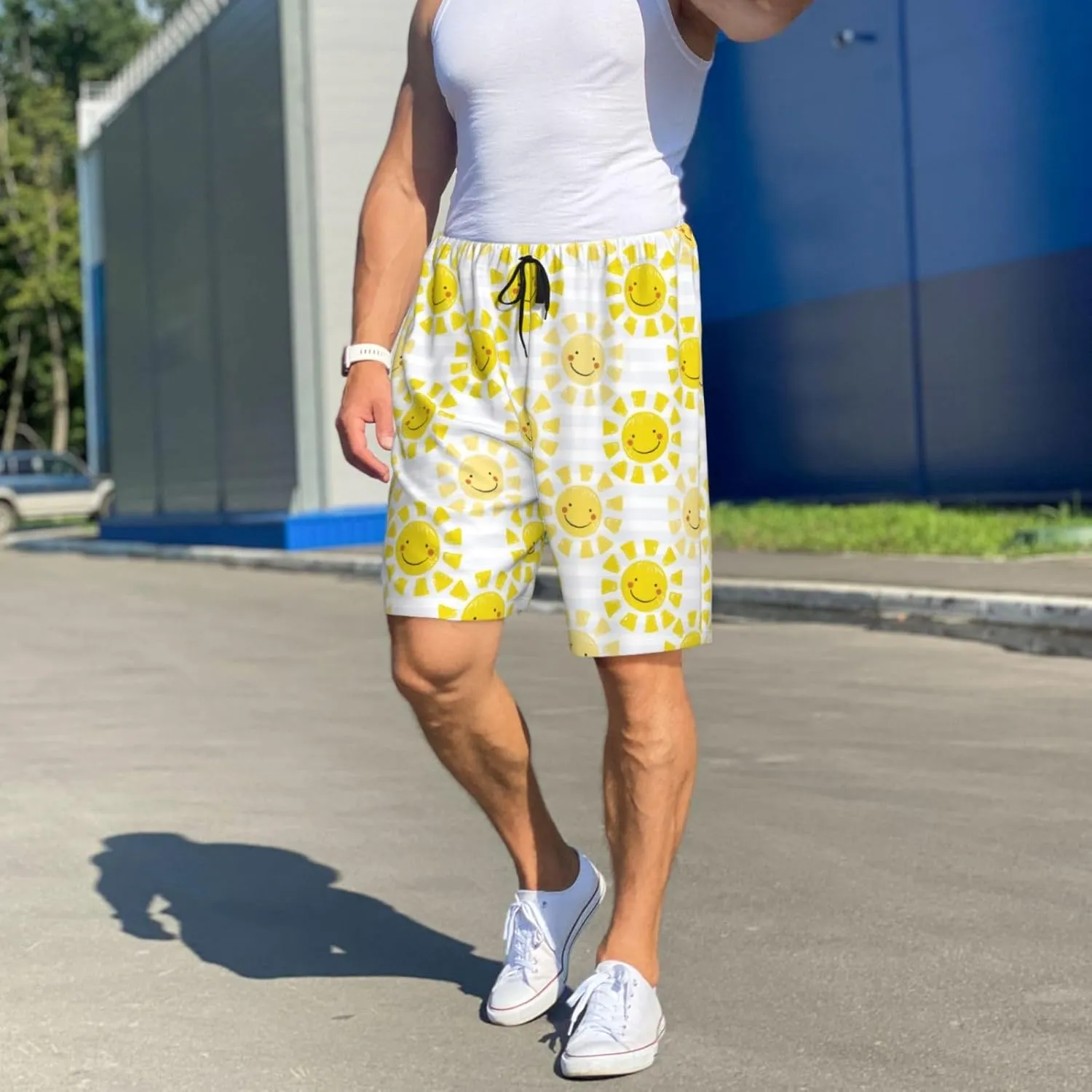 Novastar Mens Pajama Pants - Yellow Sun Sleep Comfy Shorts Mens Pajama Shorts, Pj Pants for Mens Lounge Shorts
