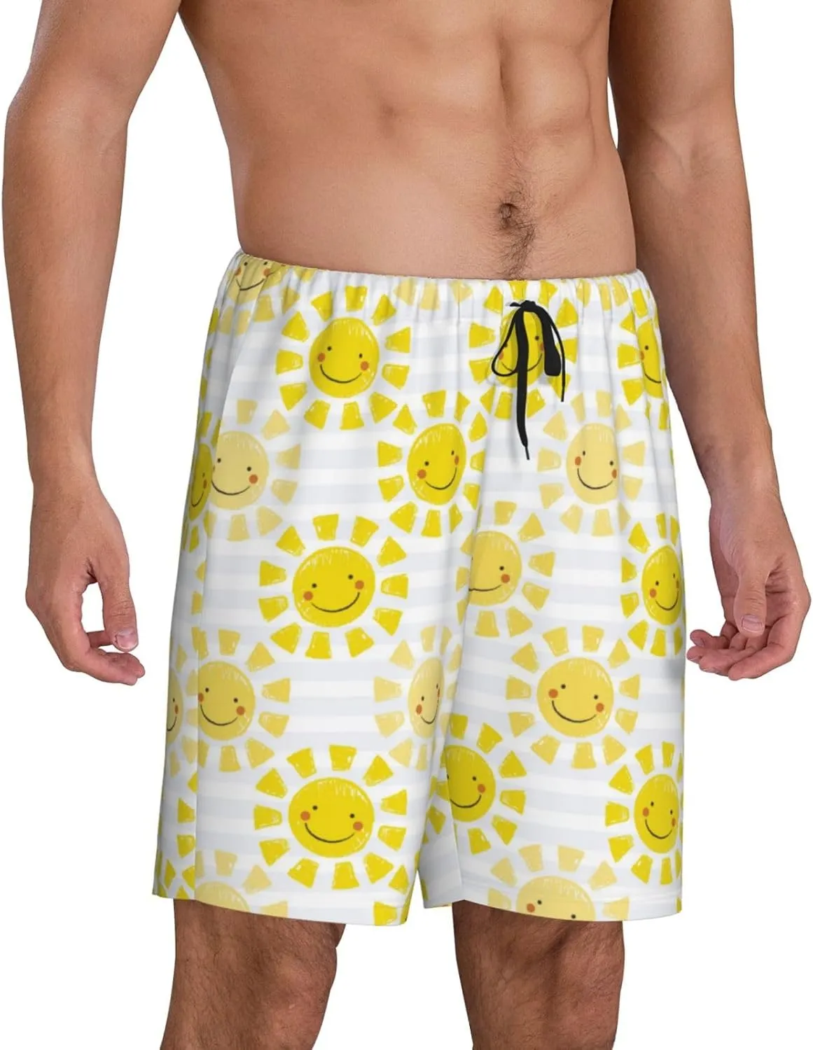 Novastar Mens Pajama Pants - Yellow Sun Sleep Comfy Shorts Mens Pajama Shorts, Pj Pants for Mens Lounge Shorts