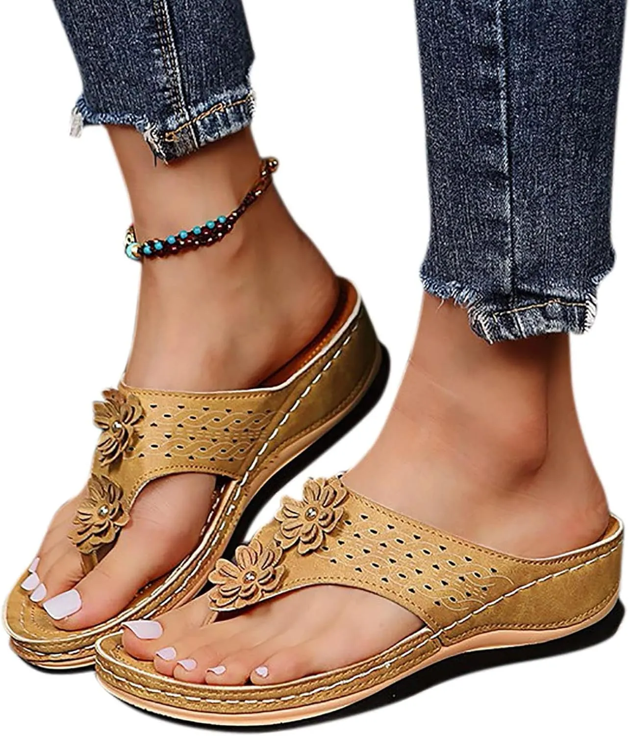 Orthopedic Sandals for Women 2025,Wedge Orthopedic Sandals Womens,Womens Flip Flops with Arch Support,2025 Orthotic flip Flops for Flat Feet,Summer Comfortable Walking Sandals