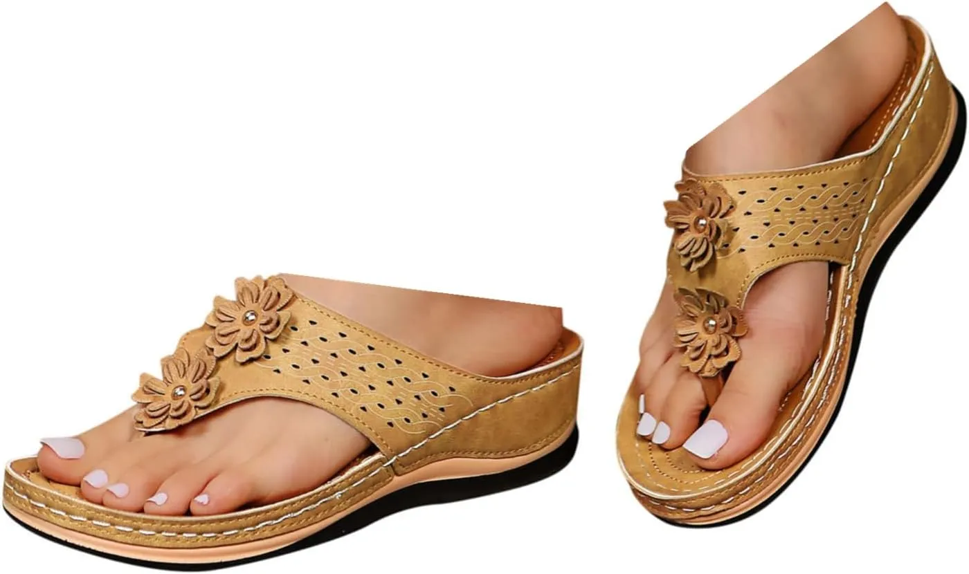 Orthopedic Sandals for Women 2025,Wedge Orthopedic Sandals Womens,Womens Flip Flops with Arch Support,2025 Orthotic flip Flops for Flat Feet,Summer Comfortable Walking Sandals
