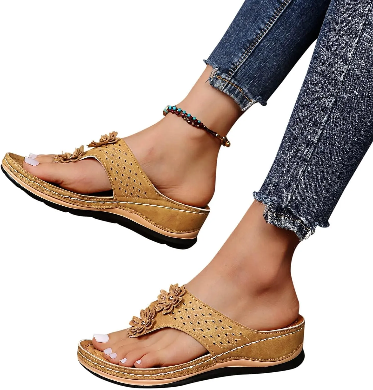 Orthopedic Sandals for Women 2025,Wedge Orthopedic Sandals Womens,Womens Flip Flops with Arch Support,2025 Orthotic flip Flops for Flat Feet,Summer Comfortable Walking Sandals