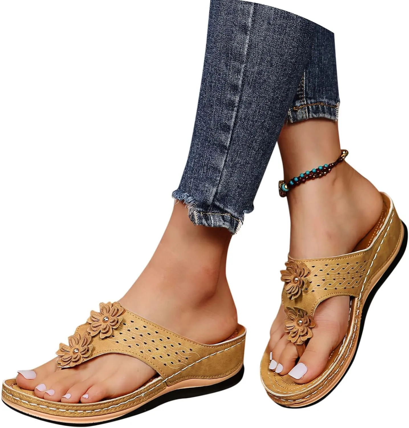 Orthopedic Sandals for Women 2025,Wedge Orthopedic Sandals Womens,Womens Flip Flops with Arch Support,2025 Orthotic flip Flops for Flat Feet,Summer Comfortable Walking Sandals