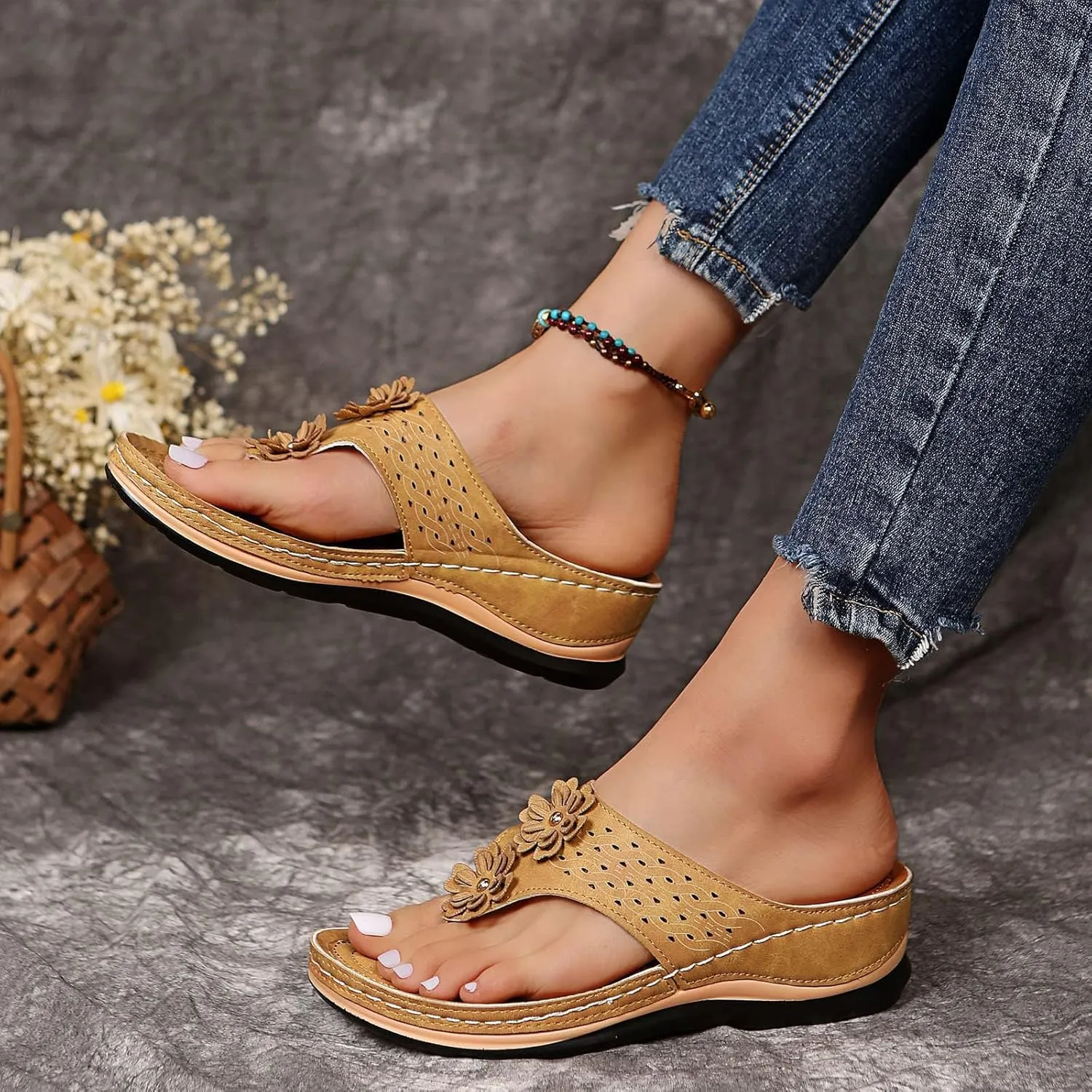 Orthopedic Sandals for Women 2025,Wedge Orthopedic Sandals Womens,Womens Flip Flops with Arch Support,2025 Orthotic flip Flops for Flat Feet,Summer Comfortable Walking Sandals
