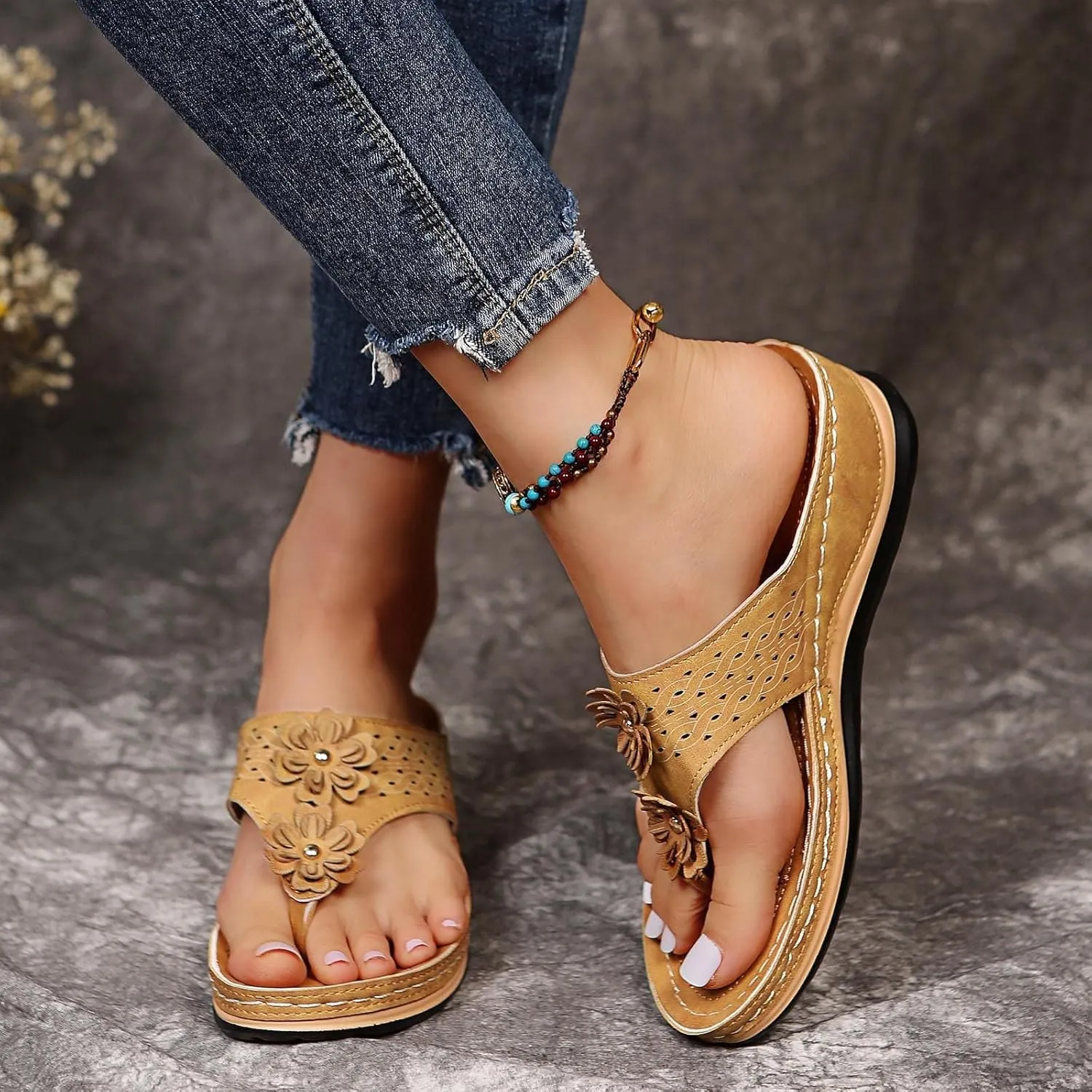 Orthopedic Sandals for Women 2025,Wedge Orthopedic Sandals Womens,Womens Flip Flops with Arch Support,2025 Orthotic flip Flops for Flat Feet,Summer Comfortable Walking Sandals