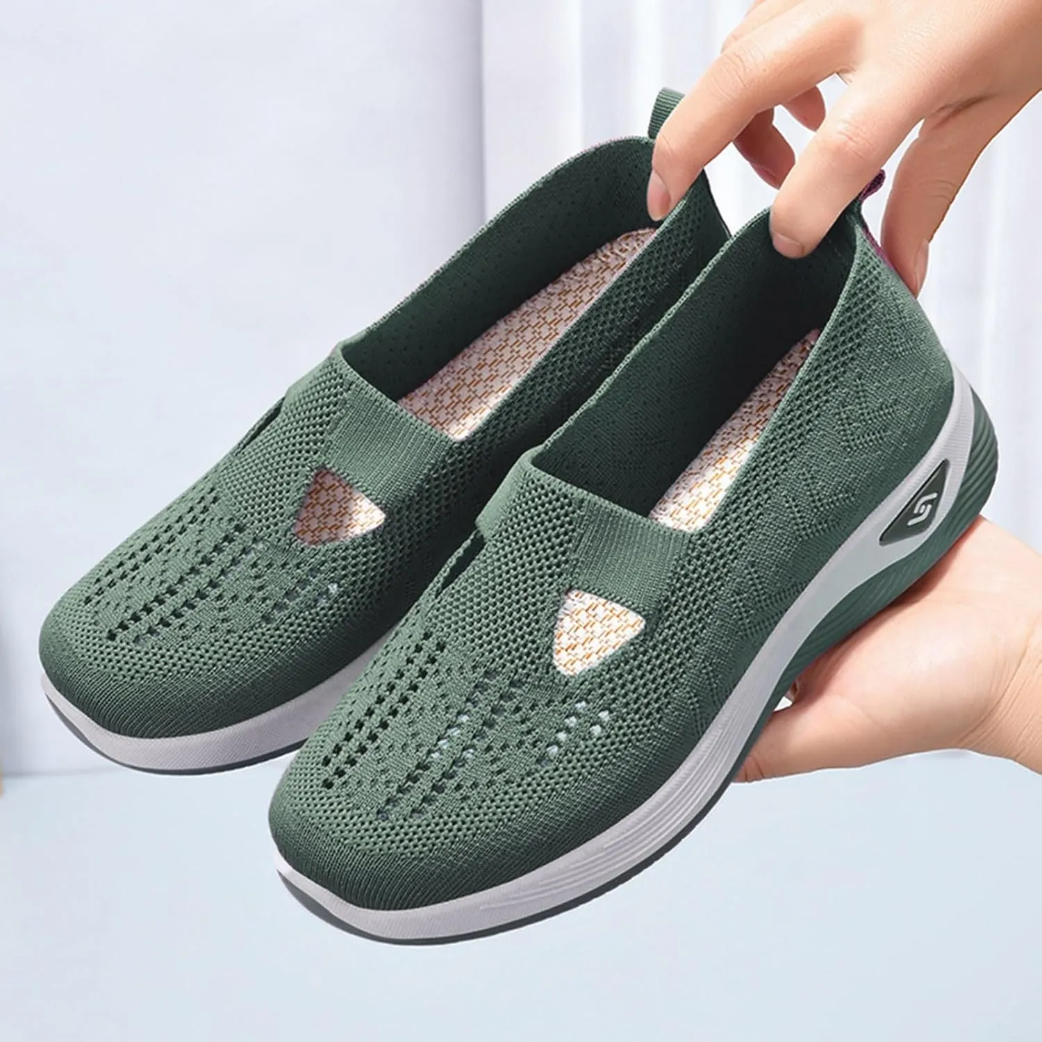 Orthowalkway Womens Shoes, Women's Comfortable Breathable Knitted Sneakers, Orthopedic Slip-On Lightweight Shoes