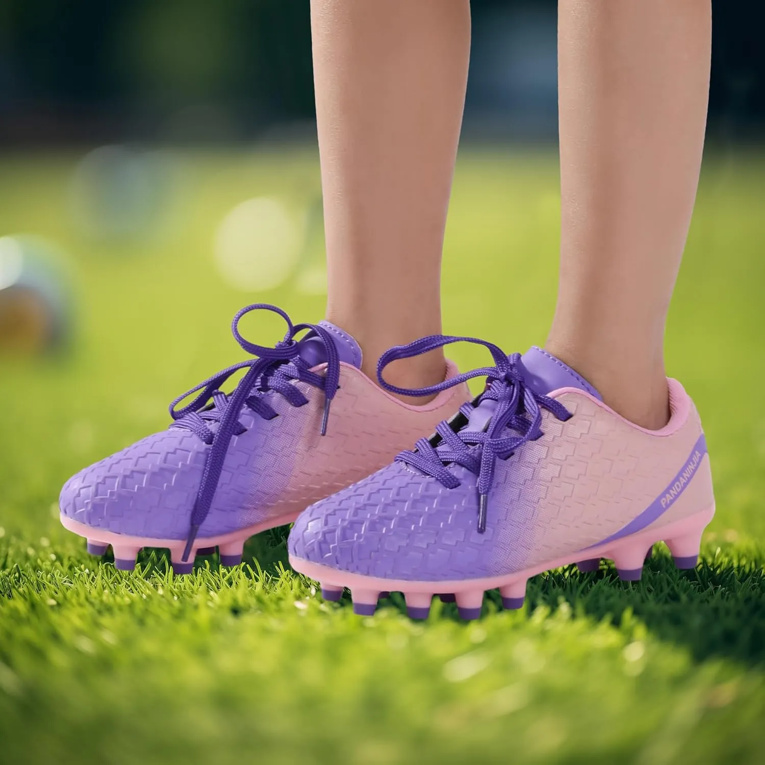 PANDANINJIA Girls Soccer Cleats Athletic Outdoor Boys Kids Football Cleats Little Big Kid Soccer Shoes