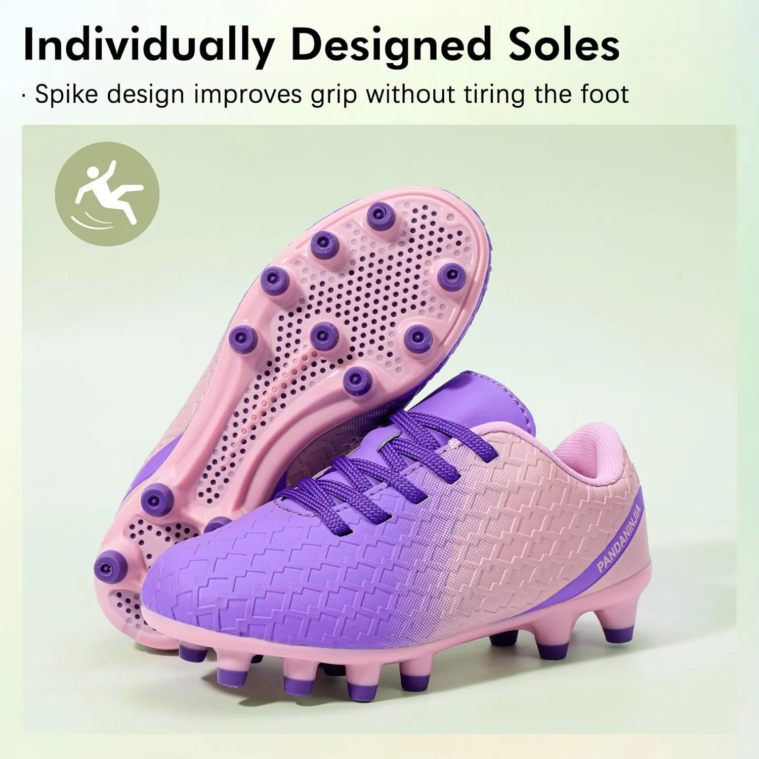 PANDANINJIA Girls Soccer Cleats Athletic Outdoor Boys Kids Football Cleats Little Big Kid Soccer Shoes
