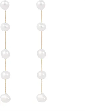 Pearl Earrings For Women Vintage Long Tassel Pearl Dangle Earrings Boho Huge Hoop Pearls Drop Earrings Pearl Wedding Bridal Earrings for Brides Bridesmaids