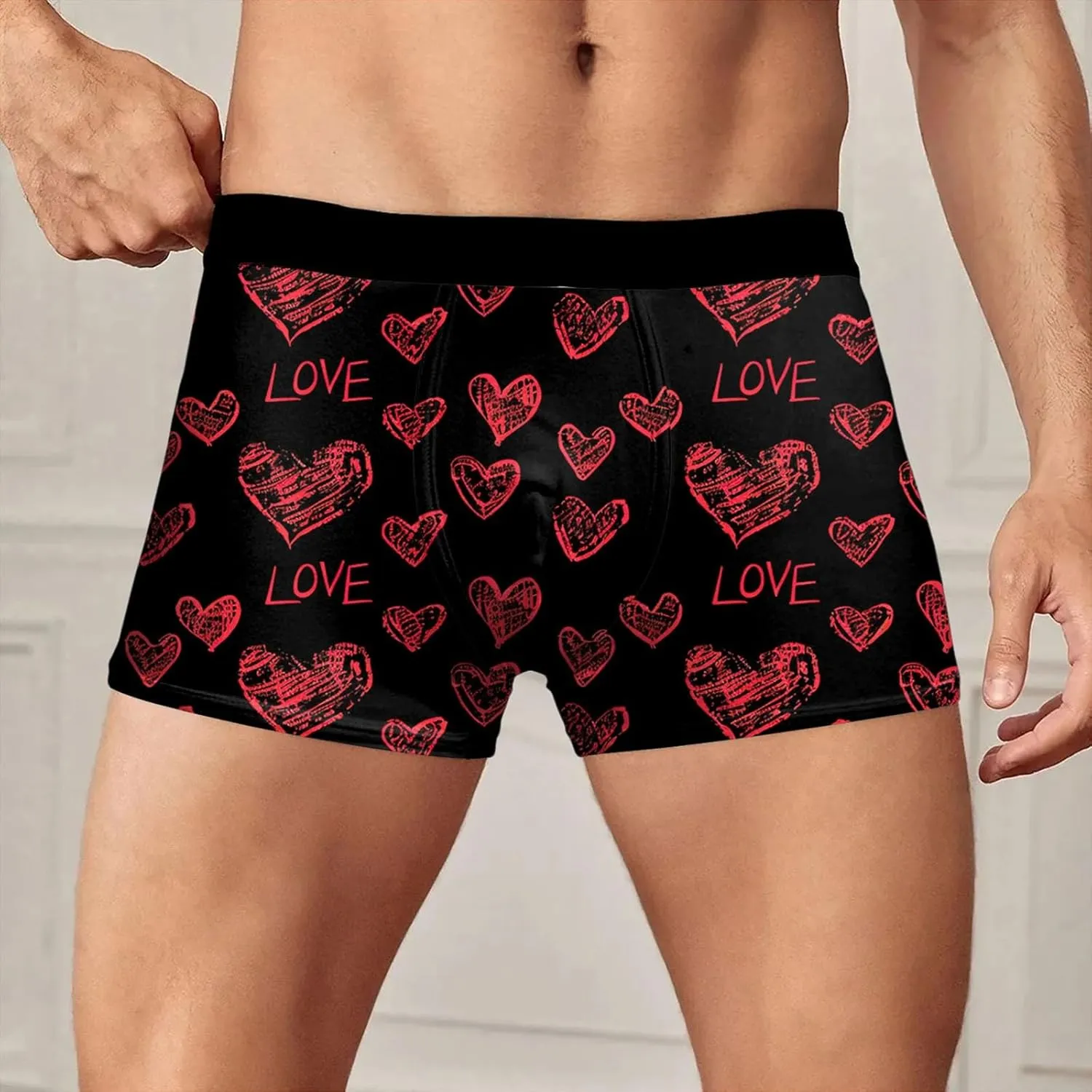 peqiut Mens Underwear Valentine's Day Funny Print Stretch Boxer Briefs Wicking & Breathable Mens Underwear Boxer Briefs