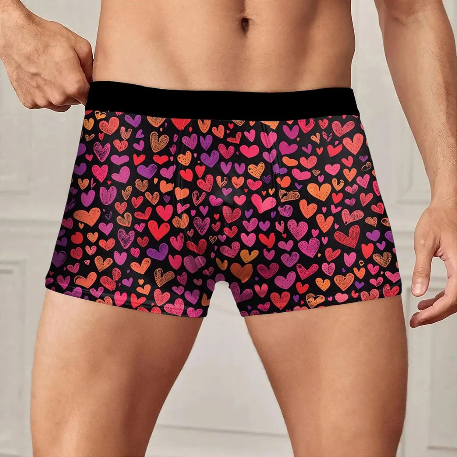 peqiut Mens Underwear Valentine's Day Funny Print Stretch Boxer Briefs Wicking & Breathable Mens Underwear Boxer Briefs