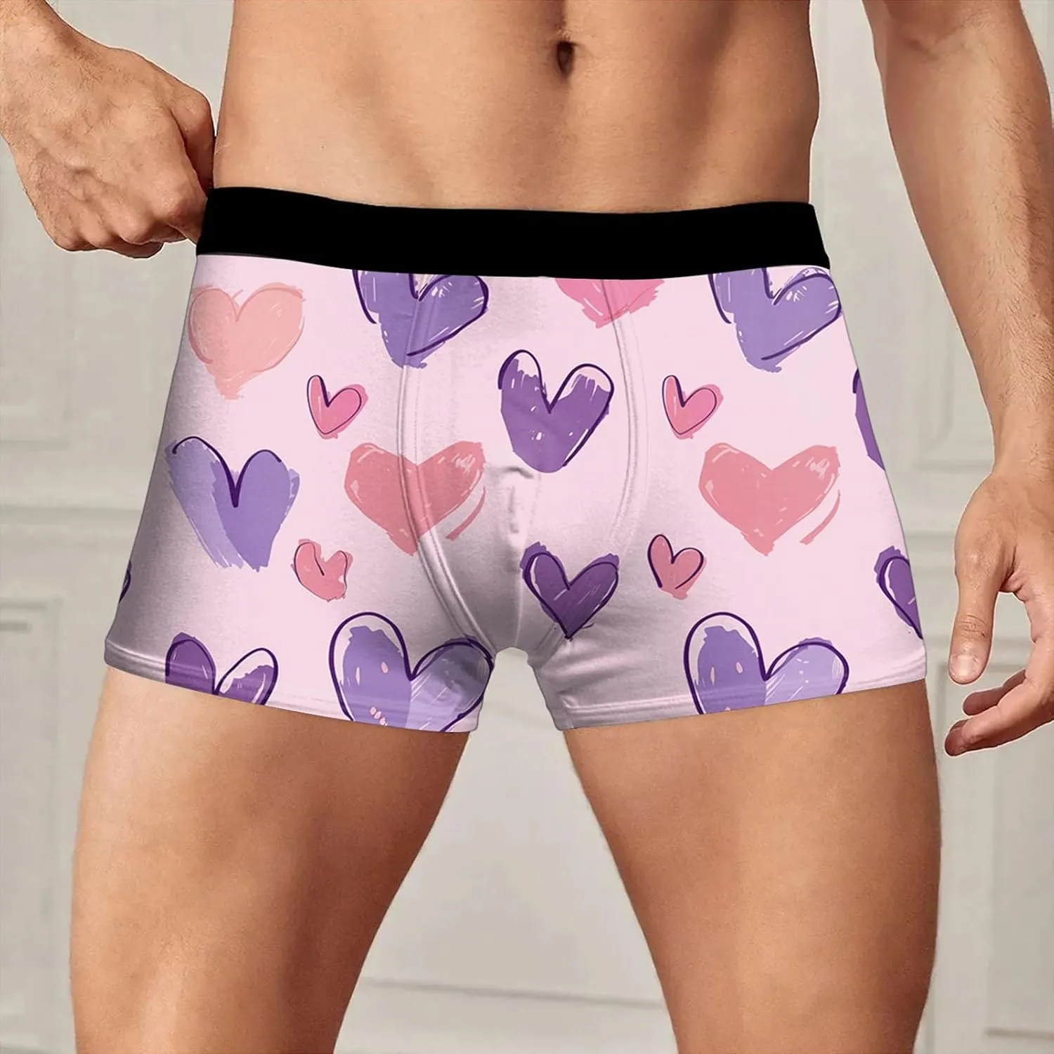peqiut Mens Underwear Valentine's Day Funny Print Stretch Boxer Briefs Wicking & Breathable Mens Underwear Boxer Briefs