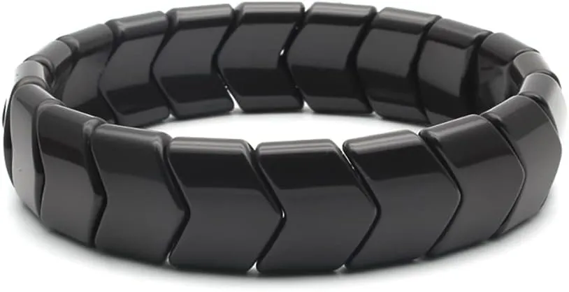 Power Ionics Handmade Beaded Bracelets for Men and Women, Tourmaline, Eye of the Tiger, Obsidian, Lava Stone 10mm Beads and 4mm Stainless Steel, High Elastic 17.5-21cm Size, Mens Beaded Bracelets