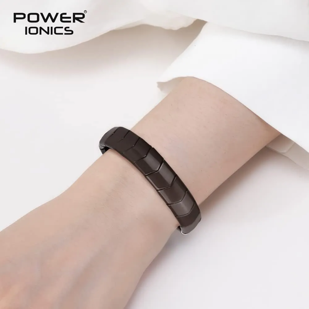 Power Ionics Handmade Beaded Bracelets for Men and Women, Tourmaline, Eye of the Tiger, Obsidian, Lava Stone 10mm Beads and 4mm Stainless Steel, High Elastic 17.5-21cm Size, Mens Beaded Bracelets