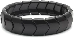Power Ionics Handmade Beaded Bracelets for Men and Women, Tourmaline, Eye of the Tiger, Obsidian, Lava Stone 10mm Beads and 4mm Stainless Steel, High Elastic 17.5-21cm Size, Mens Beaded Bracelets