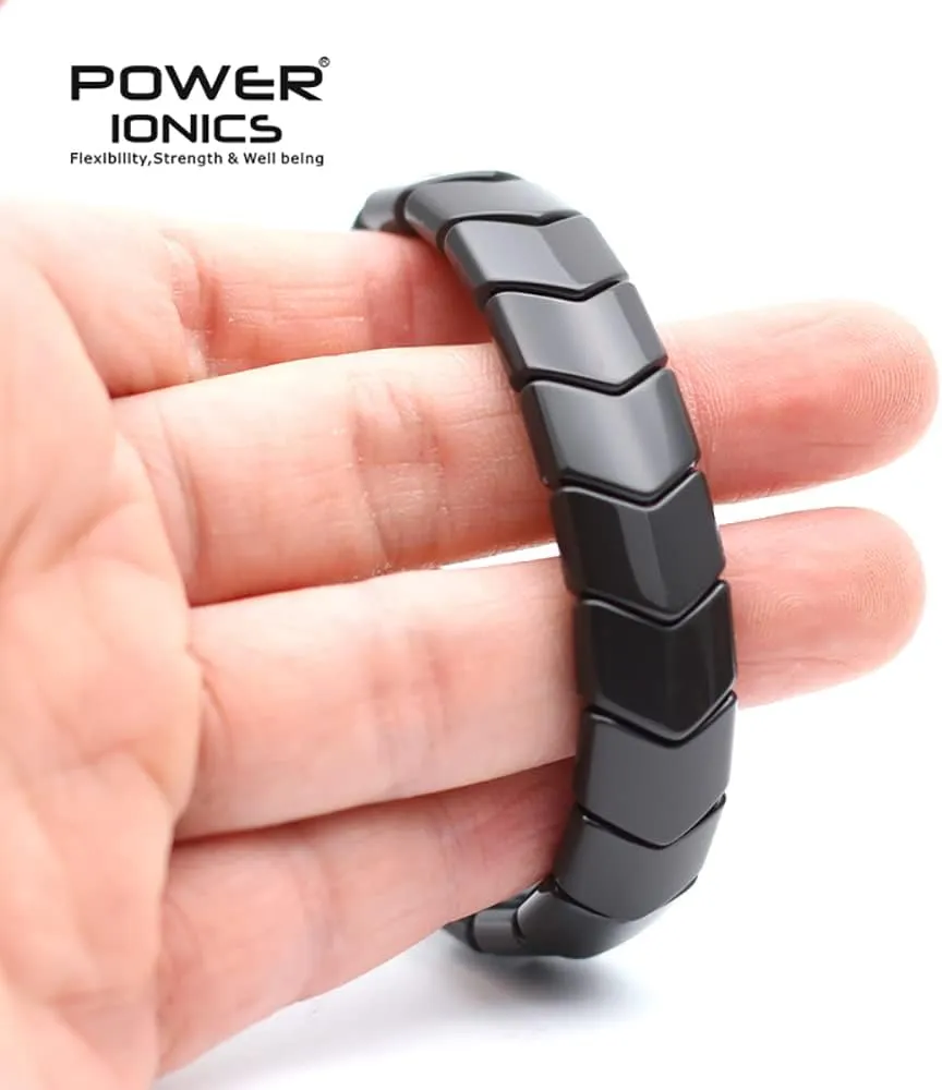 Power Ionics Handmade Beaded Bracelets for Men and Women, Tourmaline, Eye of the Tiger, Obsidian, Lava Stone 10mm Beads and 4mm Stainless Steel, High Elastic 17.5-21cm Size, Mens Beaded Bracelets