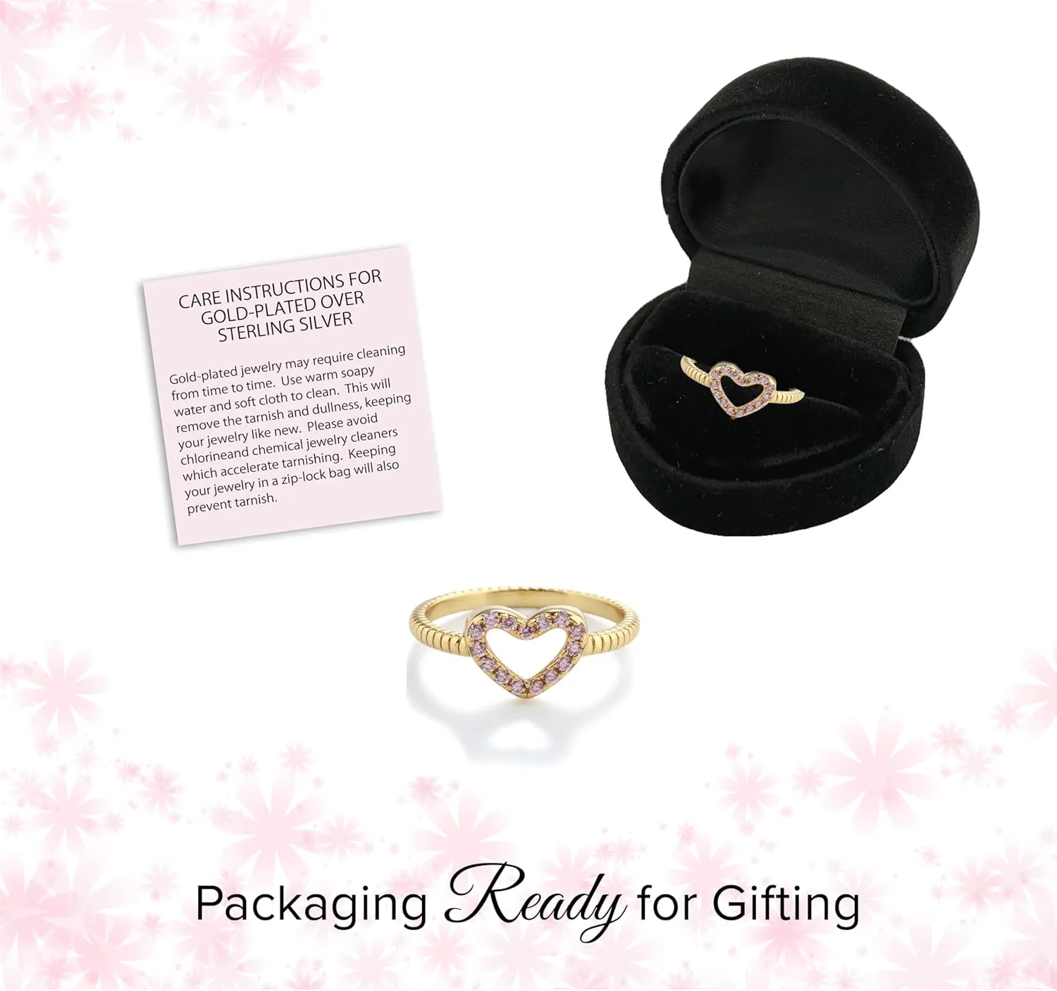 Precious Pieces Sterling Silver or 14K Gold Plated CZ Heart Baby Ring with Rope Band for Toddlers, Little Girls, Stackable or Pinky Ring for Teens and Women